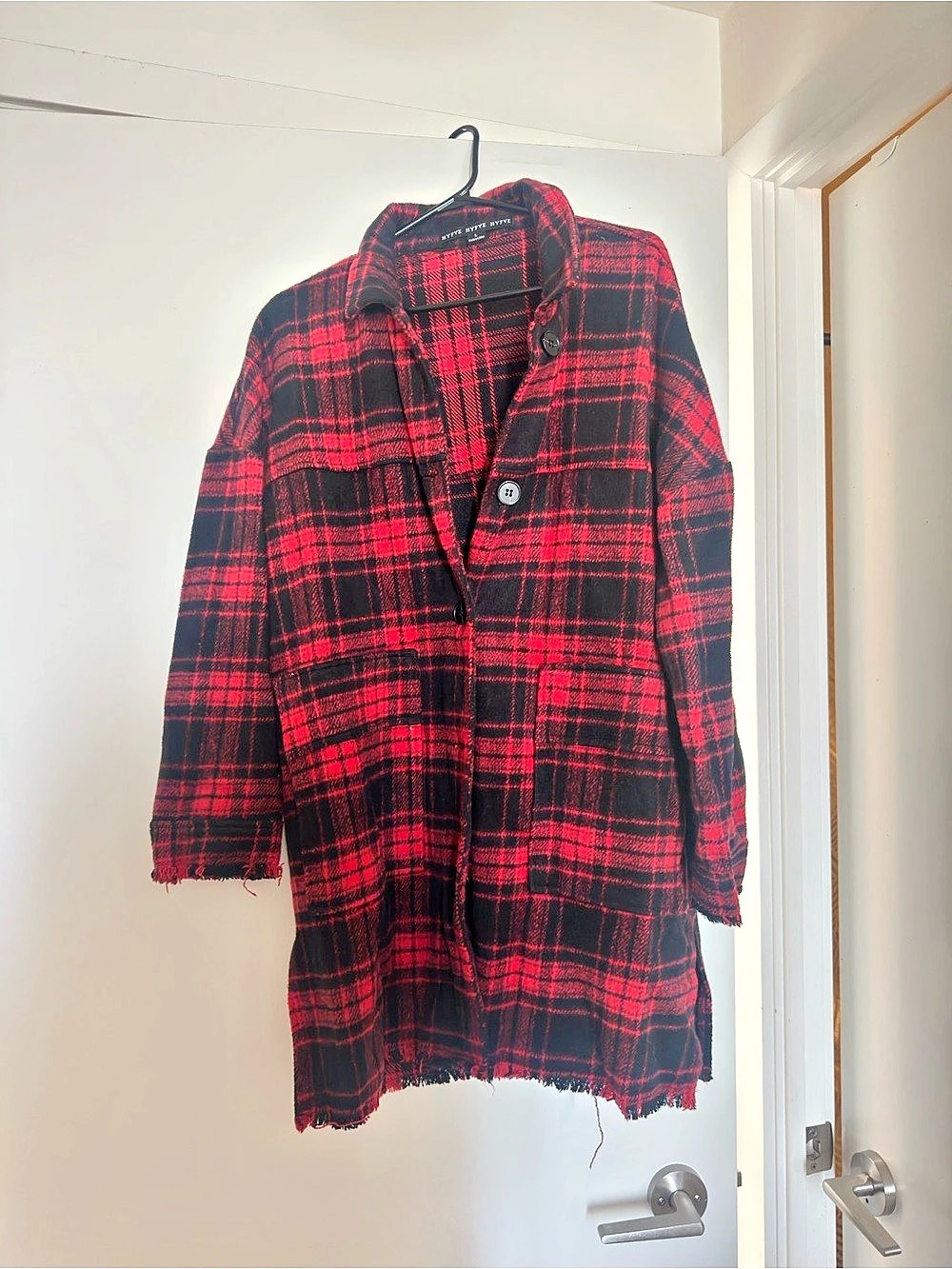 Hyfve Women's Plaid Jacket in Black & Red